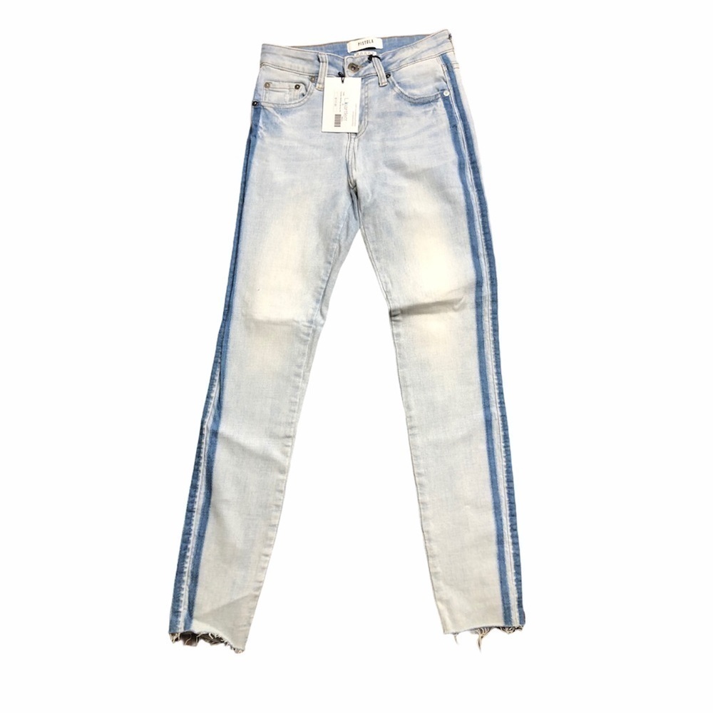 PISTOLA Light Wash Mid Rise Skinny Two Toned Denim Jeans Size 25 NWT